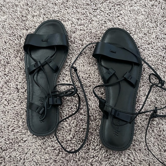 Madewell Black Leather Lace-Up Sandals - Picture 1 of 4